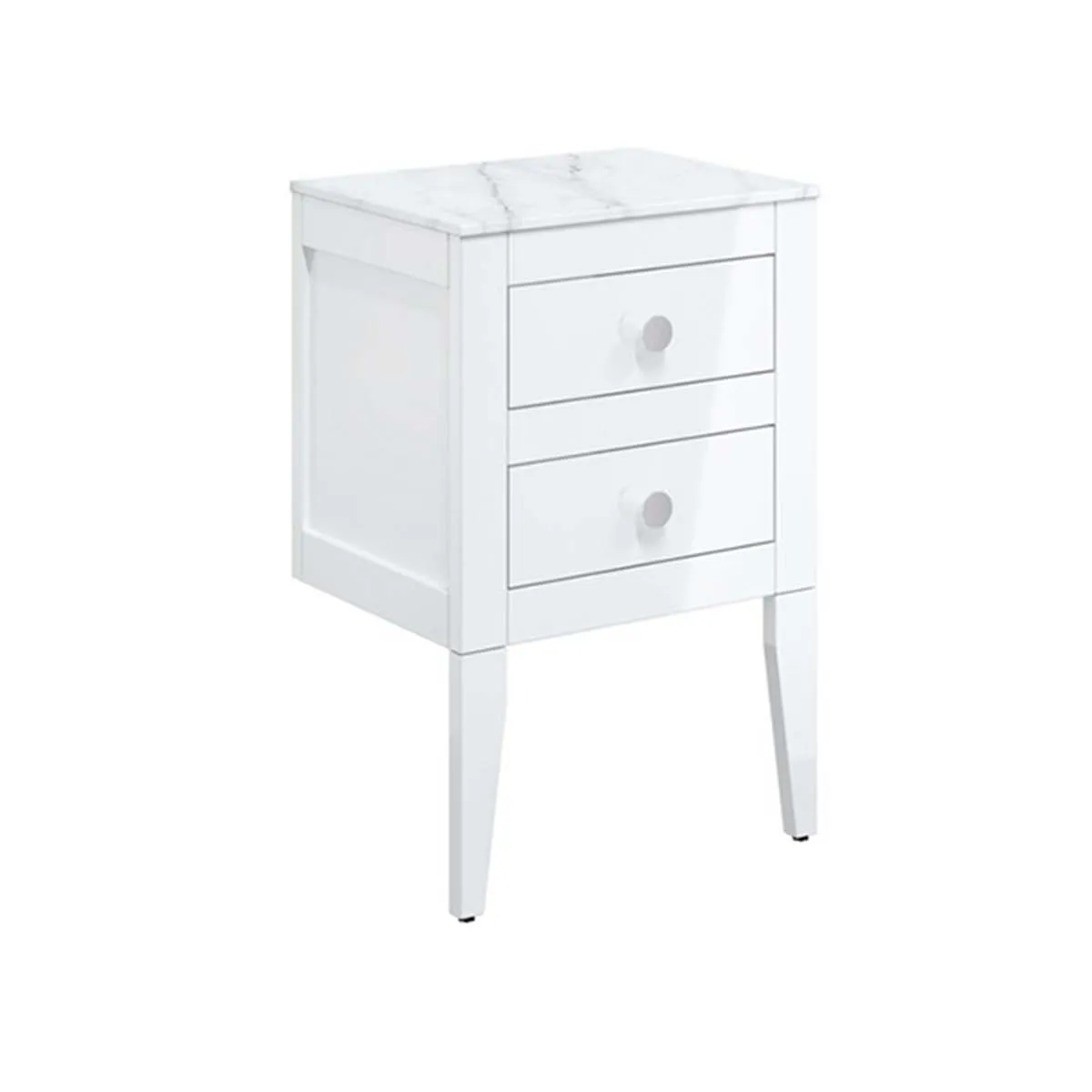 Crosswater Canvass Wall Mounted 2-Drawer Vanity Unit With Carrara Worktop - White Gloss