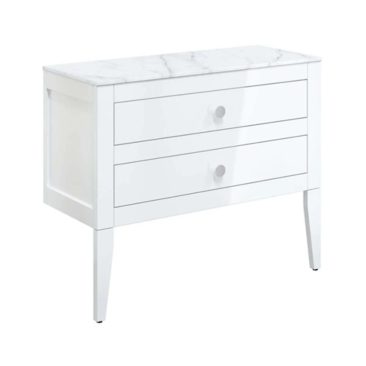 Crosswater Canvass Wall Mounted 2-Drawer Vanity Unit With Carrara Worktop - White Gloss