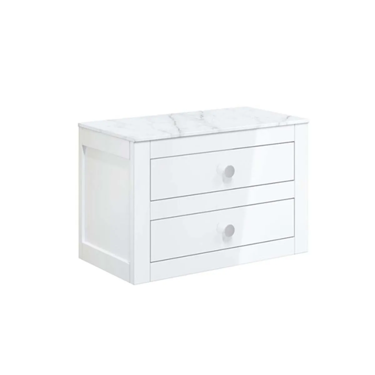 Crosswater Canvass Wall Mounted 2-Drawer Vanity Unit With Carrara Worktop - White Gloss