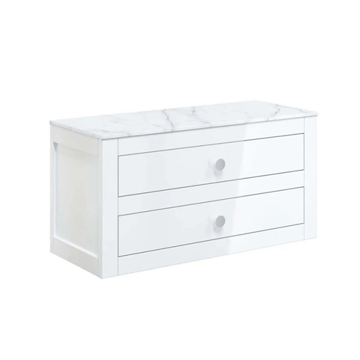 Crosswater Canvass Wall Mounted 2-Drawer Vanity Unit With Carrara Worktop - White Gloss