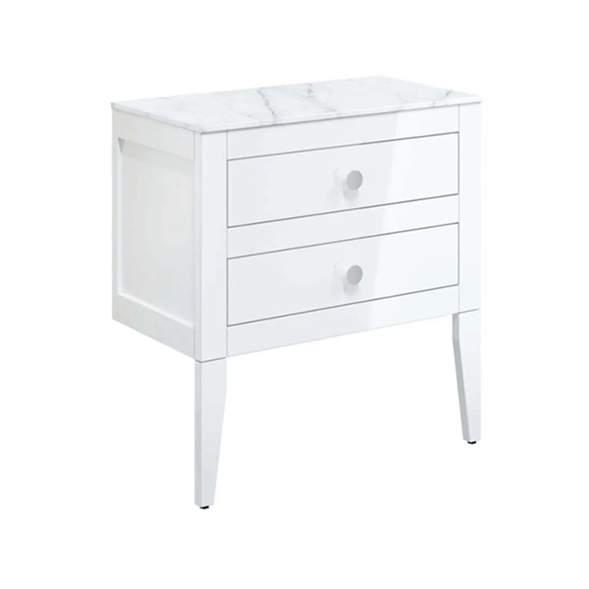Crosswater Canvass Wall Mounted 2-Drawer Vanity Unit With Carrara Worktop - White Gloss