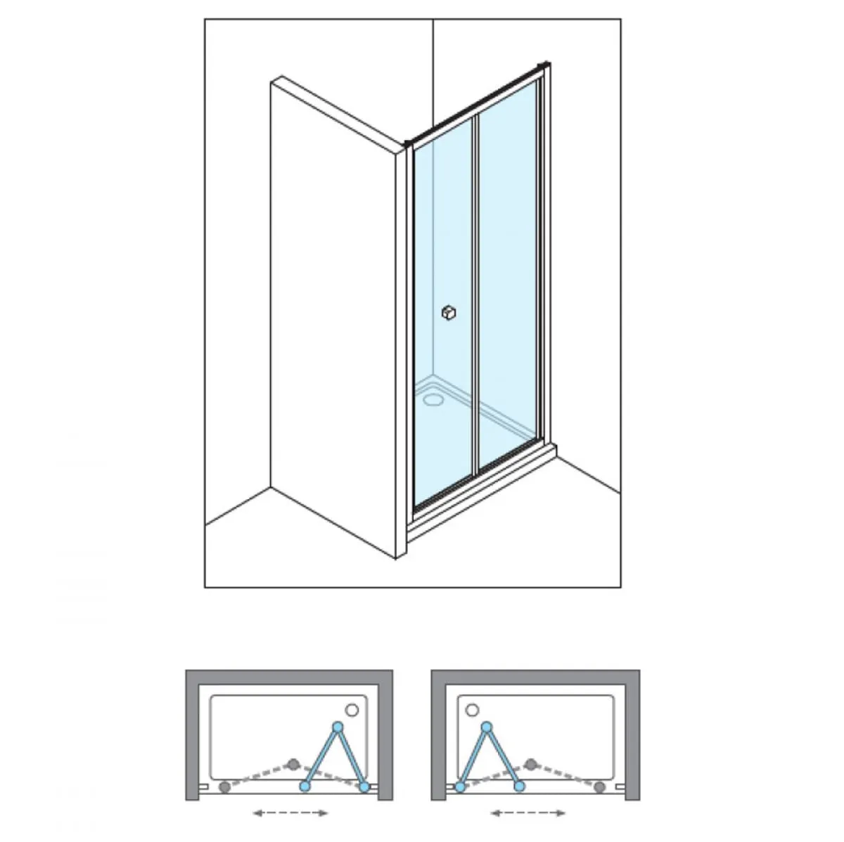 Crosswater Clear 6 Bi-Fold Shower Door & Side Panel - Matt Black