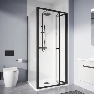 Crosswater Clear 6 Bi-Fold Shower Door & Side Panel - Matt Black