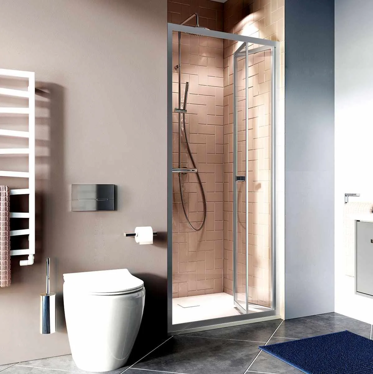 Crosswater Clear 6 Bi-Fold Shower Door & Side Panel - Silver