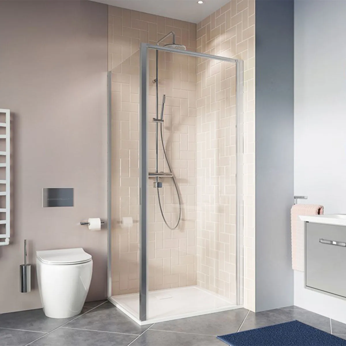 Crosswater Clear 6 Hinged Shower Door & Side Panel - Silver