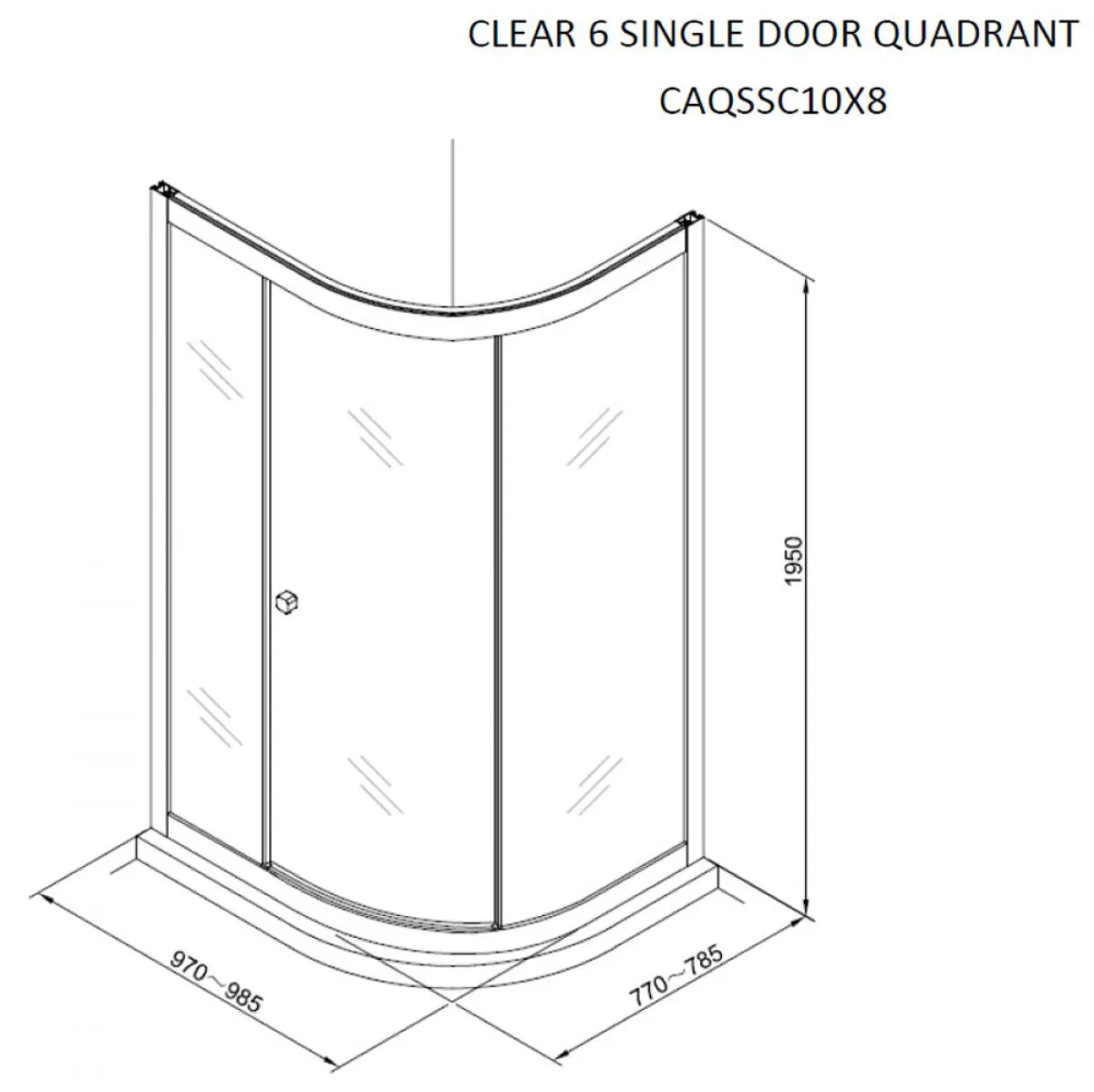 Crosswater Clear 6 Offset Quadrant Shower Door - Matt Black