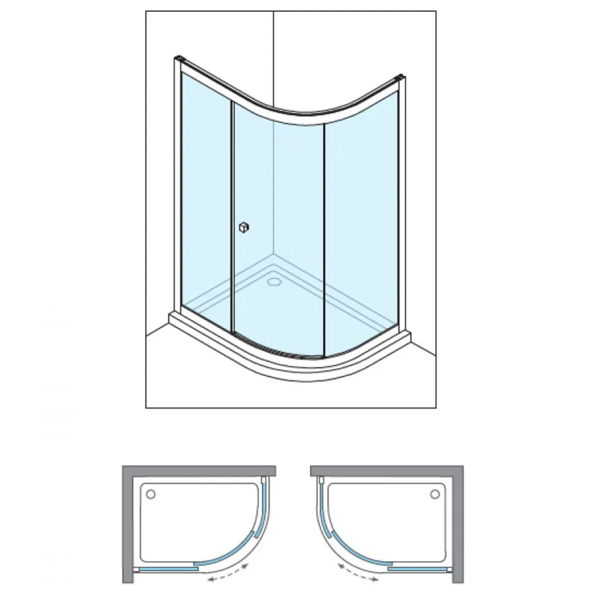 Crosswater Clear 6 Offset Quadrant Shower Door - Silver