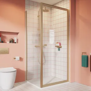 Crosswater Clear 6 Pivot Shower Door & Side Panel - Brushed Brass