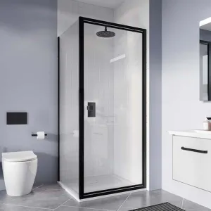 Crosswater Clear 6 Pivot Shower Door & Side Panel - Matt Black