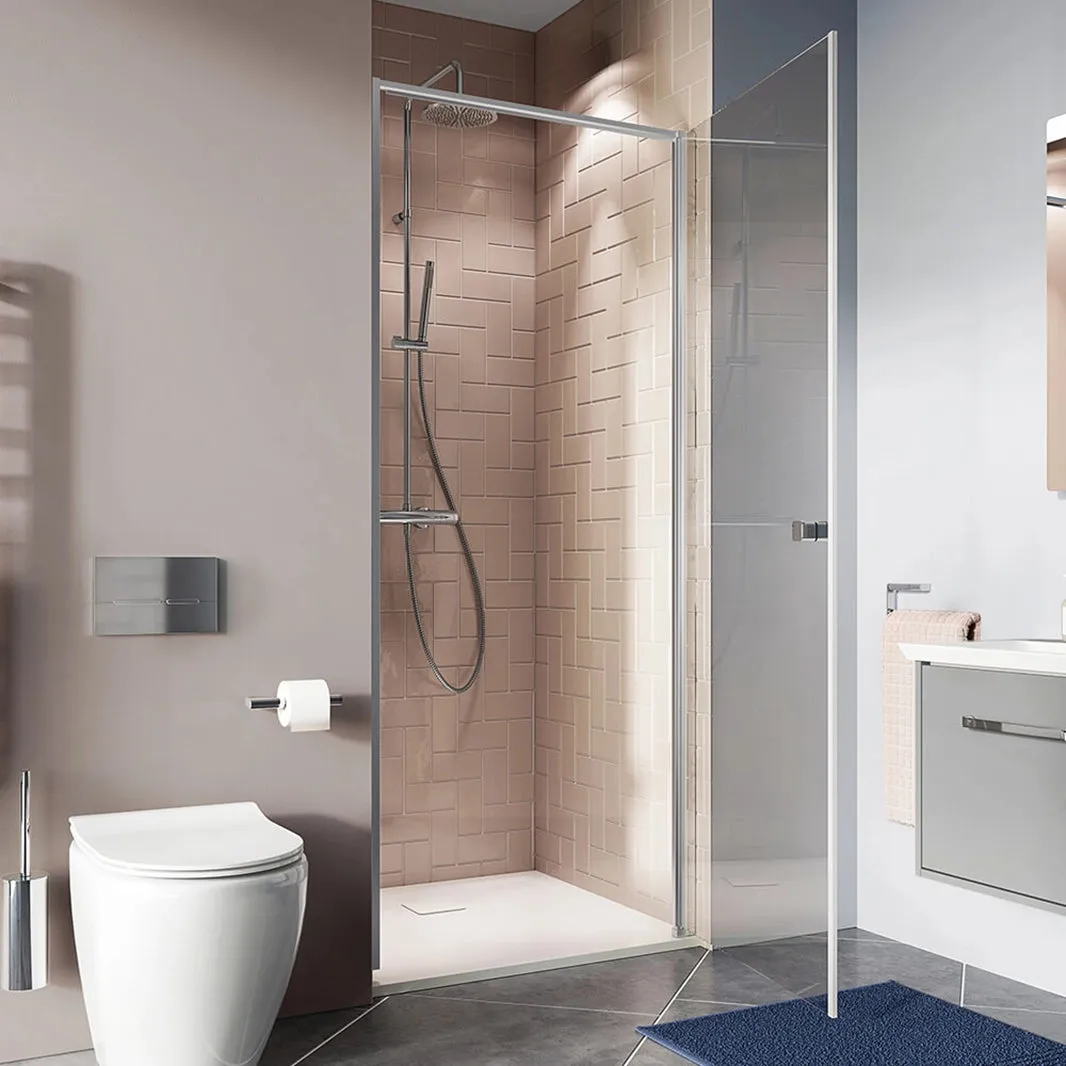 Crosswater Clear 6 Pivot Shower Door & Side Panel - Silver