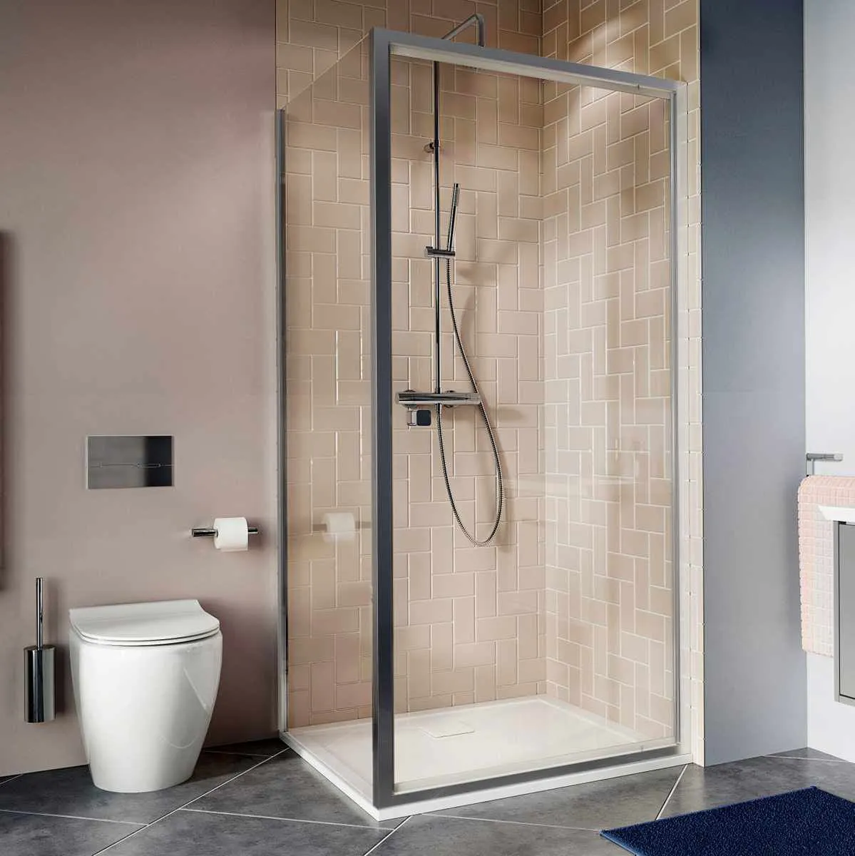 Crosswater Clear 6 Pivot Shower Door & Side Panel - Silver