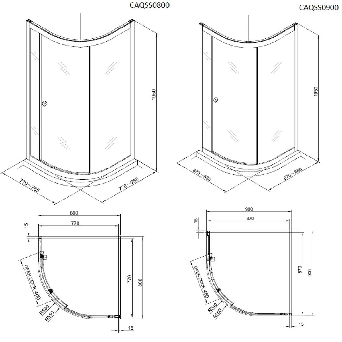 Crosswater Clear 6 Quadrant Shower Door - Matt Black