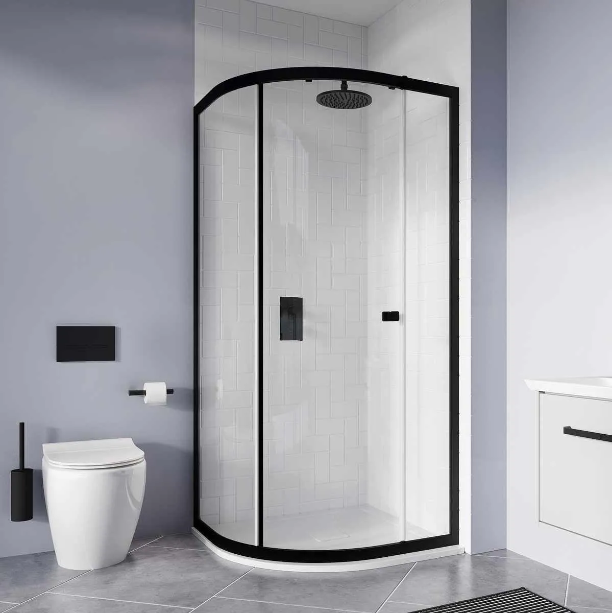Crosswater Clear 6 Quadrant Shower Door - Matt Black
