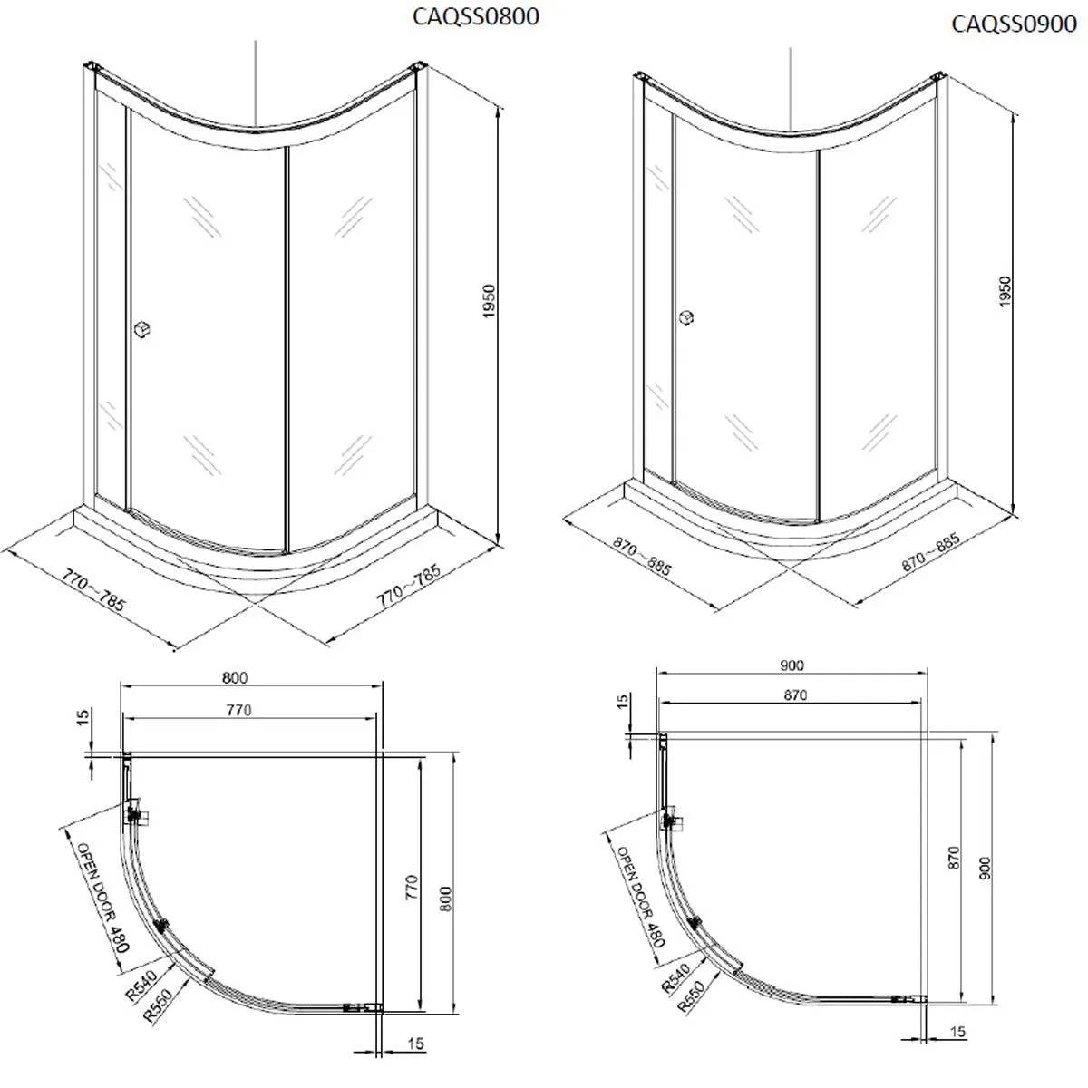 Crosswater Clear 6 Quadrant Shower Door - Silver