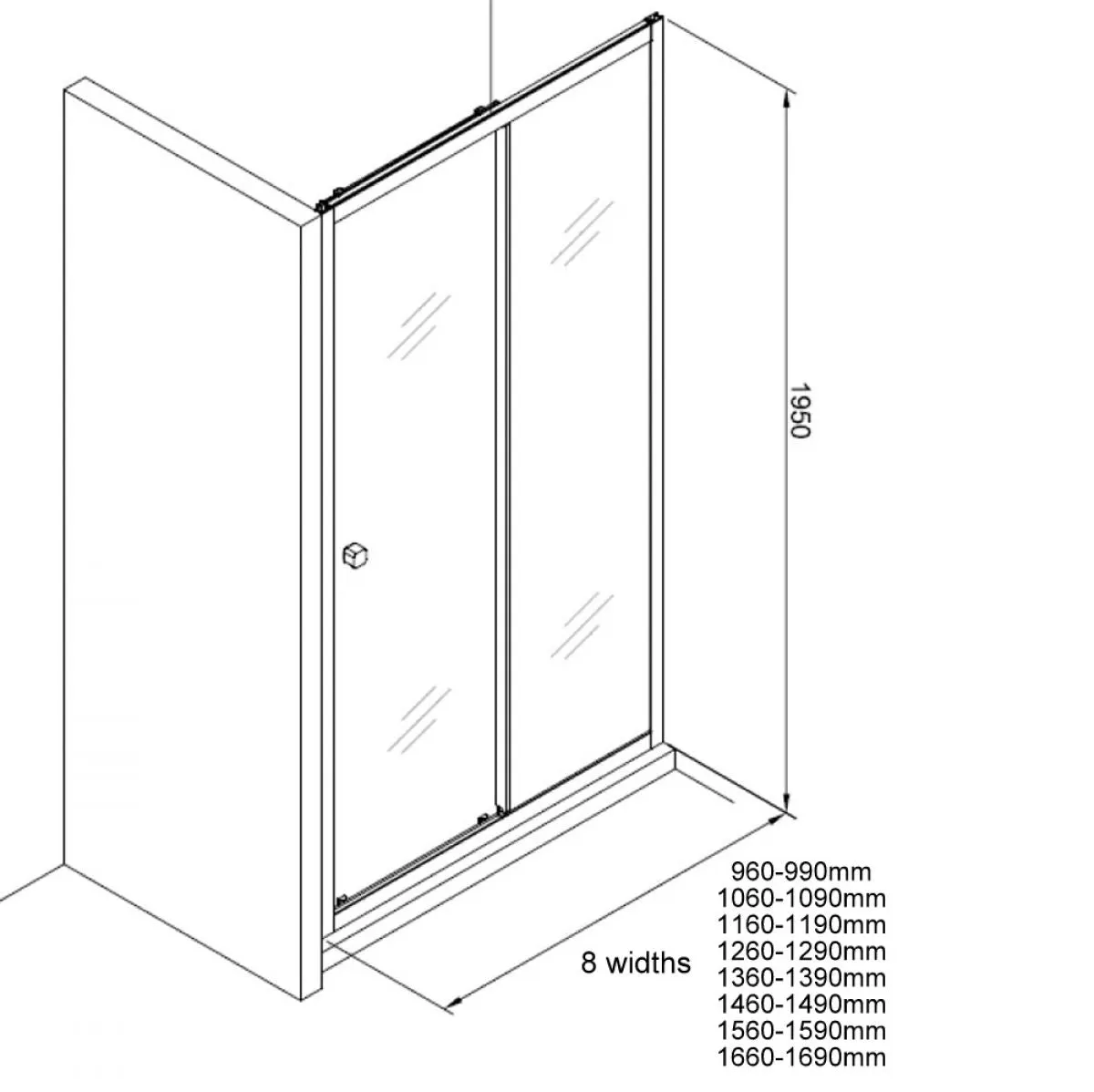 Crosswater Clear 6 Sliding Shower Door & Optional Side Panel - Silver