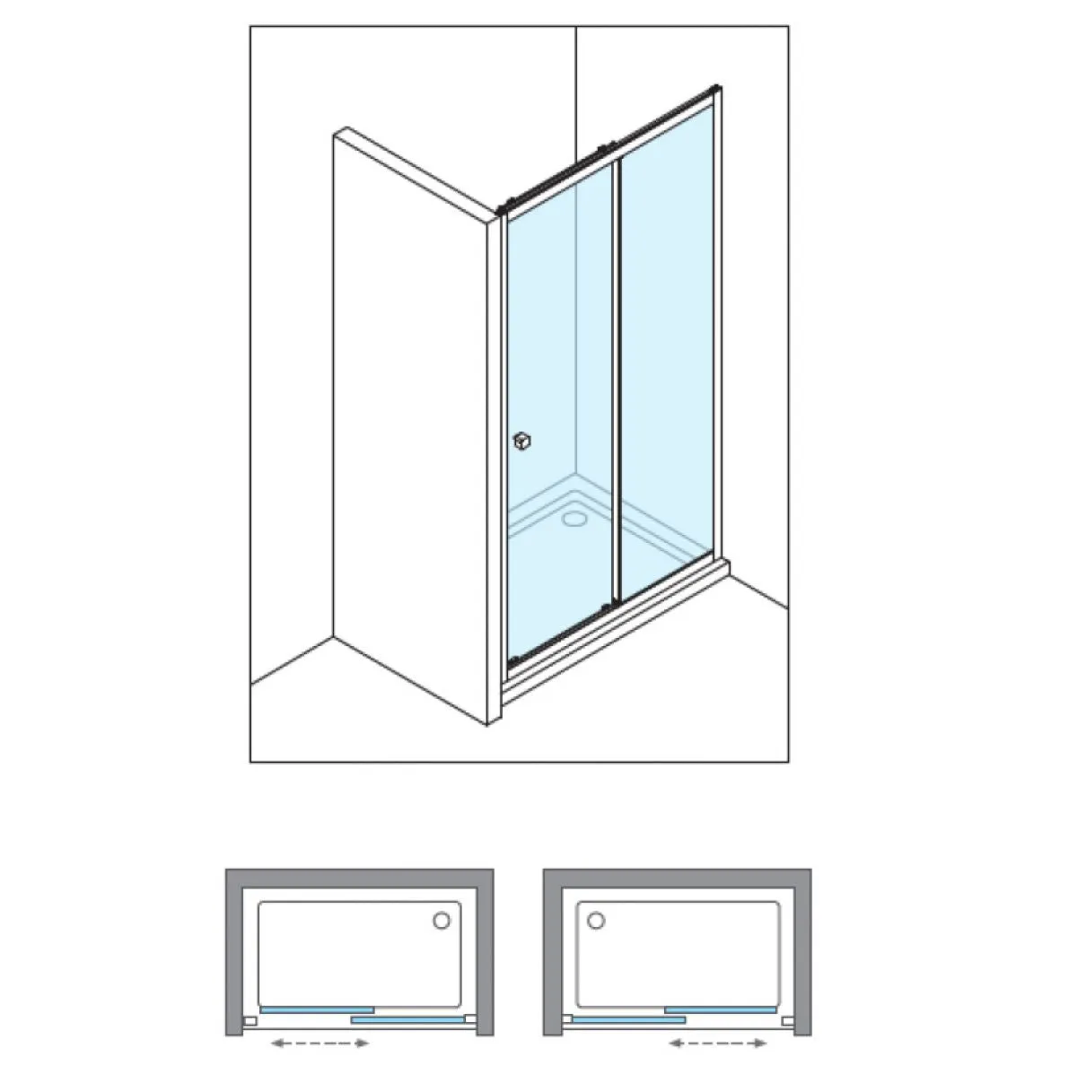 Crosswater Clear 6 Sliding Shower Door & Side Panel - Matt Black