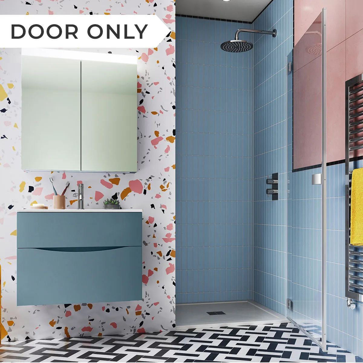 Crosswater DESIGN 8 Hinged Shower Door & Optional Side Panel - Silver