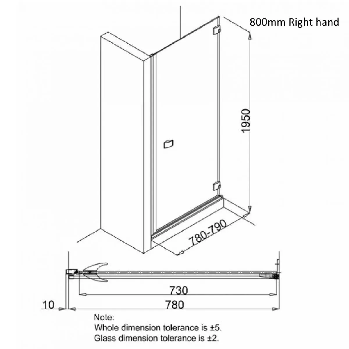 Crosswater DESIGN 8 Hinged Shower Door & Optional Side Panel - Silver