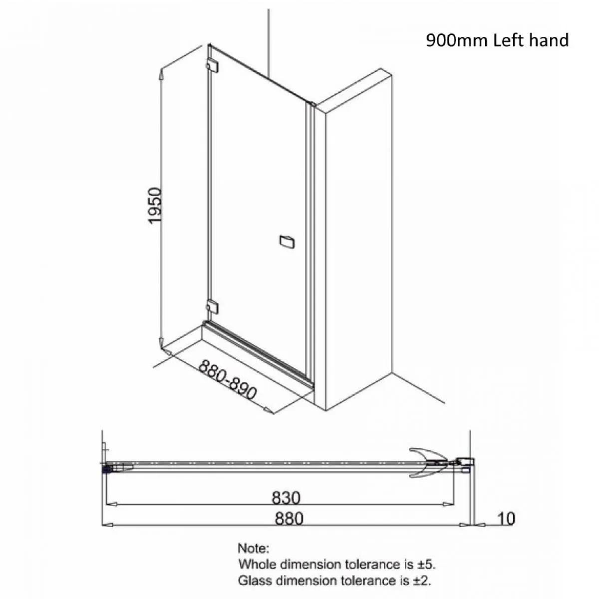 Crosswater DESIGN 8 Hinged Shower Door & Optional Side Panel - Silver