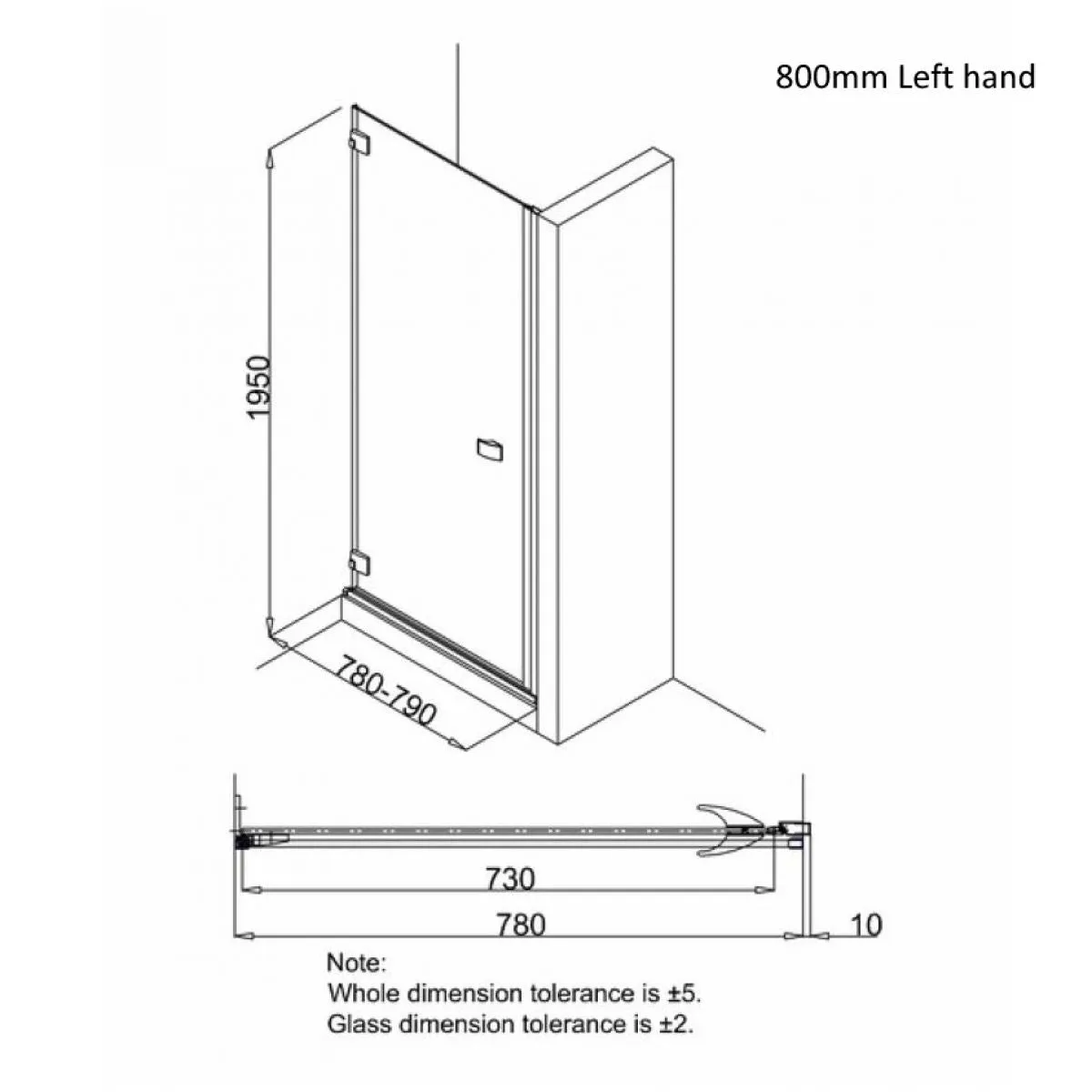 Crosswater DESIGN 8 Hinged Shower Door & Optional Side Panel - Silver