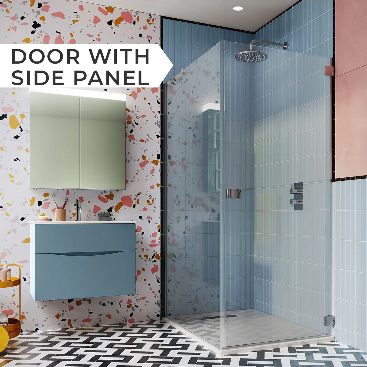 Crosswater DESIGN 8 Hinged Shower Door & Optional Side Panel - Silver