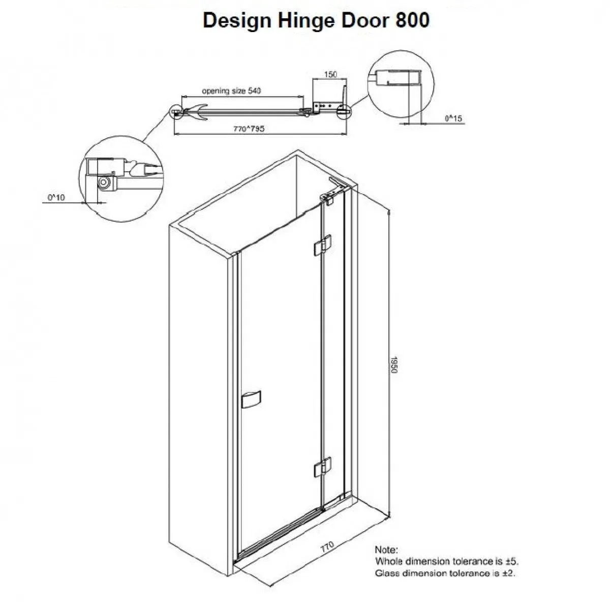 Crosswater DESIGN 8 Inline Hinged Shower Door & Optional Side Panel - Silver