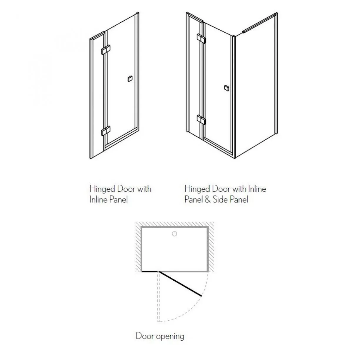 Crosswater DESIGN 8 Inline Hinged Shower Door & Optional Side Panel - Silver