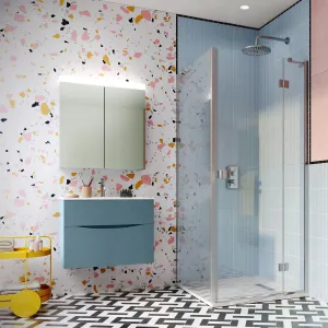 Crosswater DESIGN 8 Inline Hinged Shower Door & Optional Side Panel - Silver