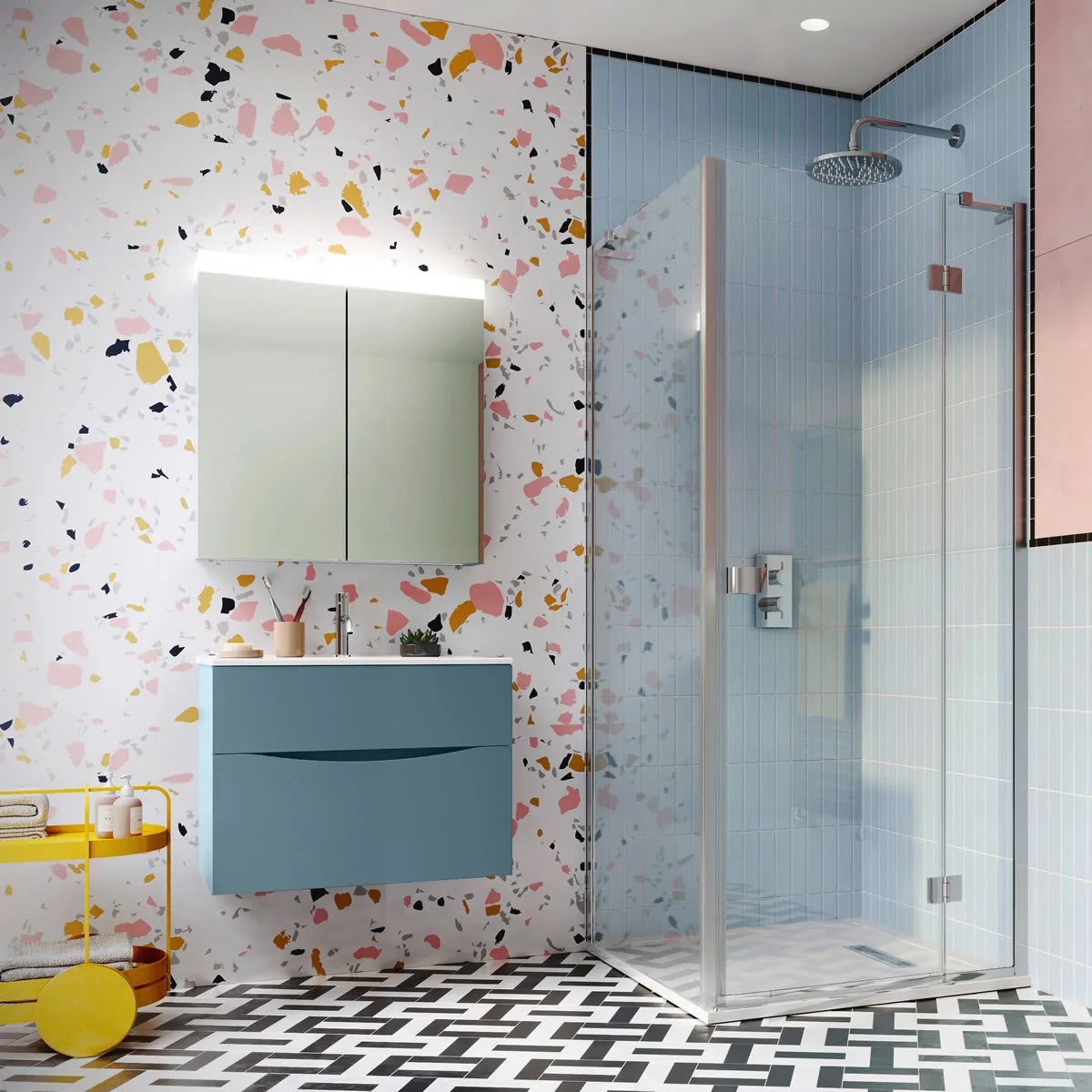 Crosswater DESIGN 8 Inline Hinged Shower Door & Optional Side Panel - Silver