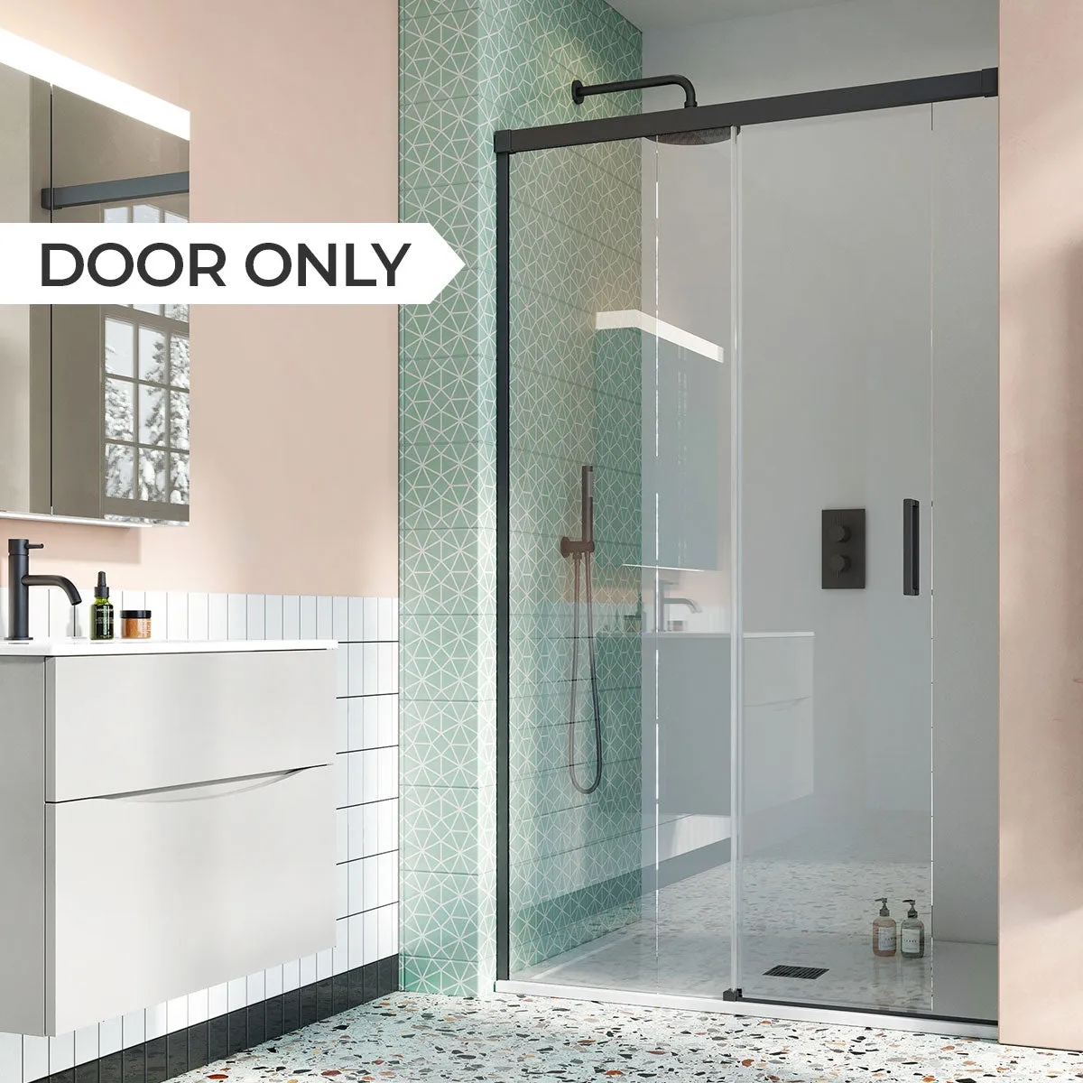 Crosswater DESIGN 8 Single Sliding Shower Door With Soft Close & Optional Side Panel - Silver