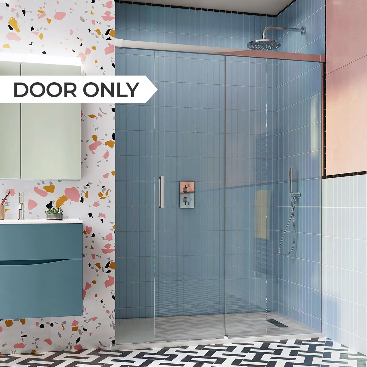 Crosswater DESIGN 8 Single Sliding Shower Door With Soft Close & Optional Side Panel - Silver
