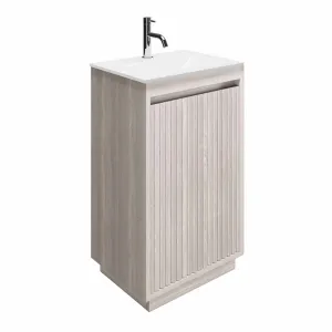 Crosswater Flute Floorstanding Cloakroom Vanity Unit With Ice White Glass Basin - Navarra Oak
