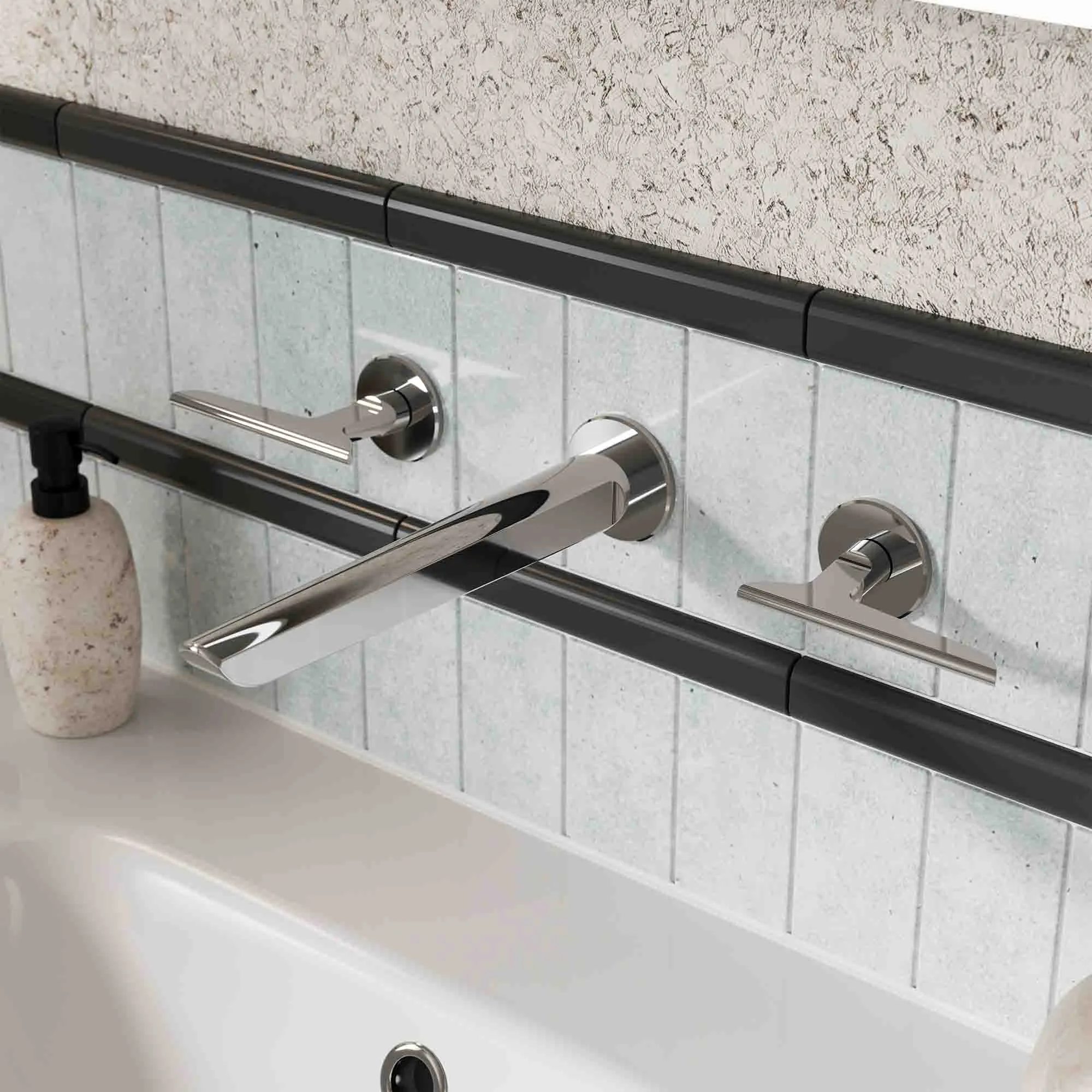 Crosswater Foile 3 Hole Wall Mounted Basin Mixer Tap