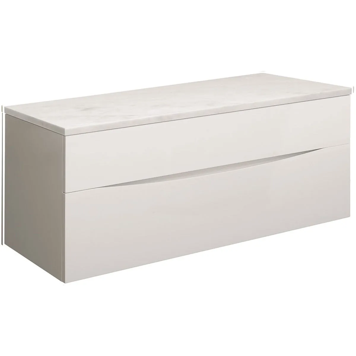 Crosswater Glide II 2-Drawer Wall Hung Vanity Unit With Carrara Marble Worktop