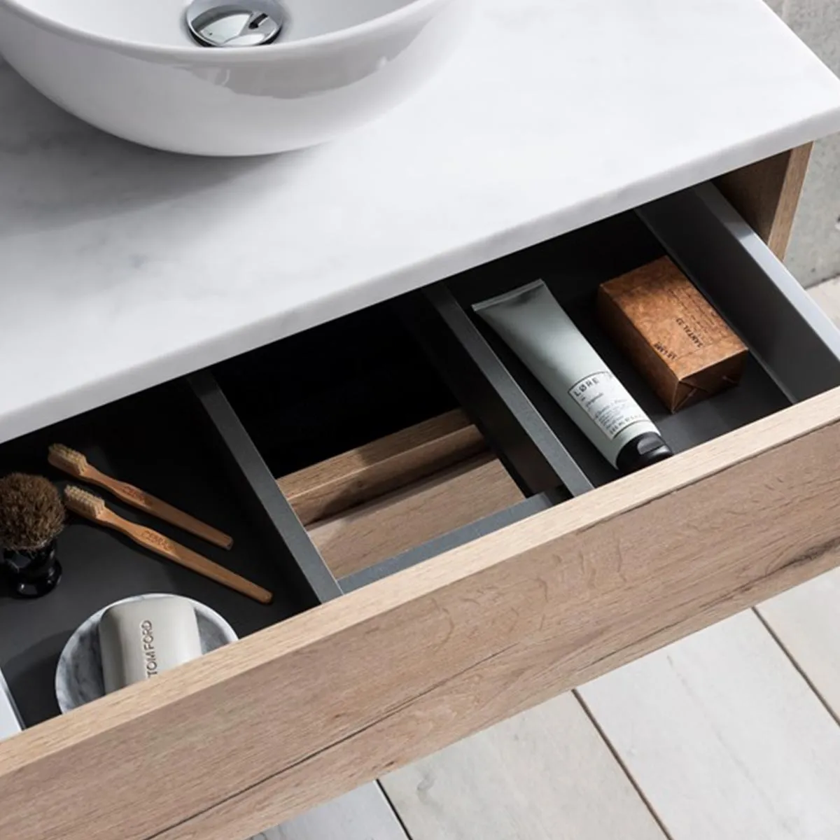 Crosswater Glide II 2-Drawer Wall Hung Vanity Unit With Carrara Marble Worktop