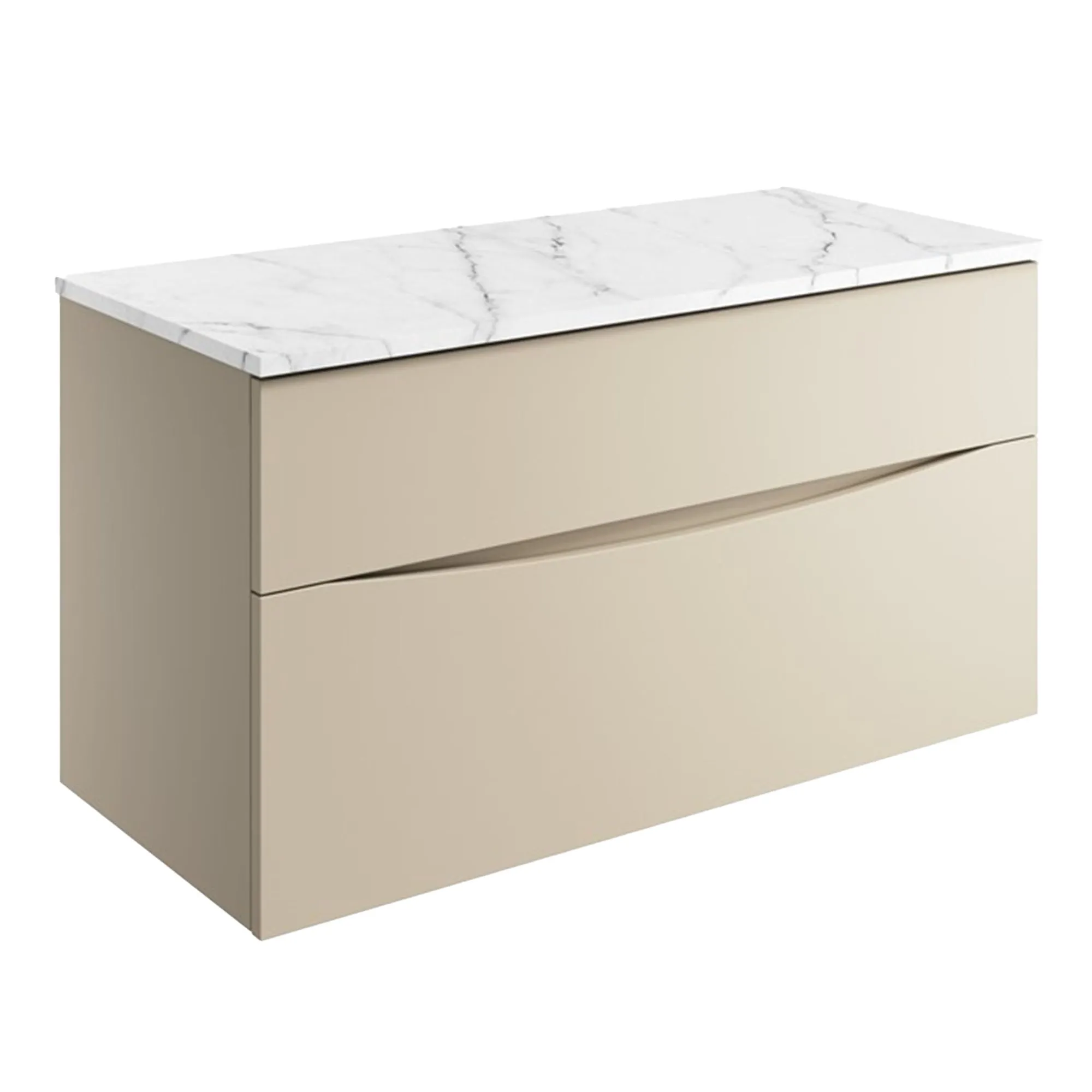 Crosswater Glide II 2-Drawer Wall Hung Vanity Unit With Carrara Marble Worktop