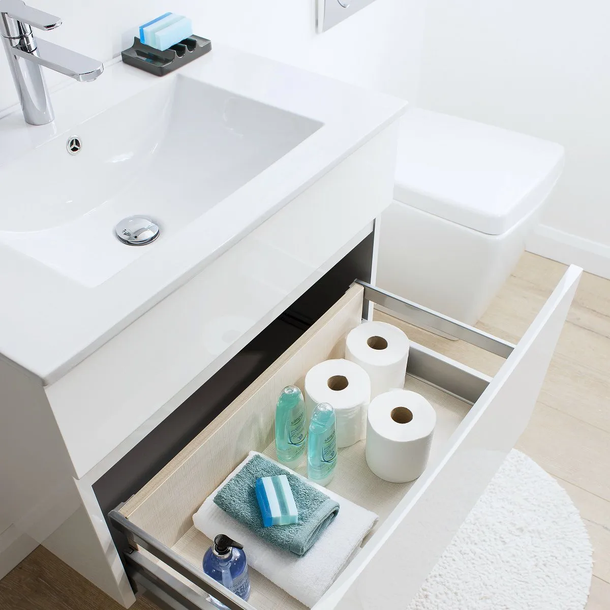 Crosswater Glide II 2-Drawer Wall Hung Vanity Unit With Ceramic Basin