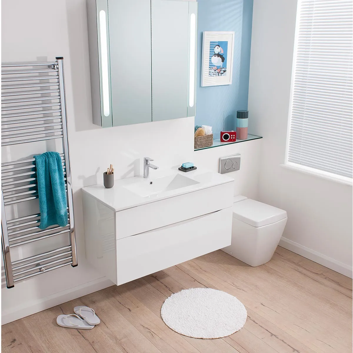 Crosswater Glide II 2-Drawer Wall Hung Vanity Unit With Ceramic Basin