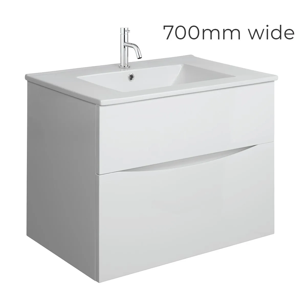 Crosswater Glide II 2-Drawer Wall Hung Vanity Unit With Ceramic Basin