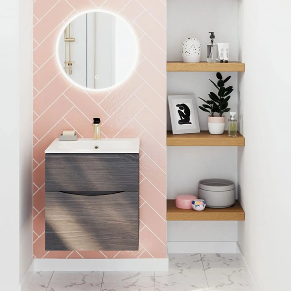 Crosswater Glide II 2-Drawer Wall Hung Vanity Unit With Ceramic Basin