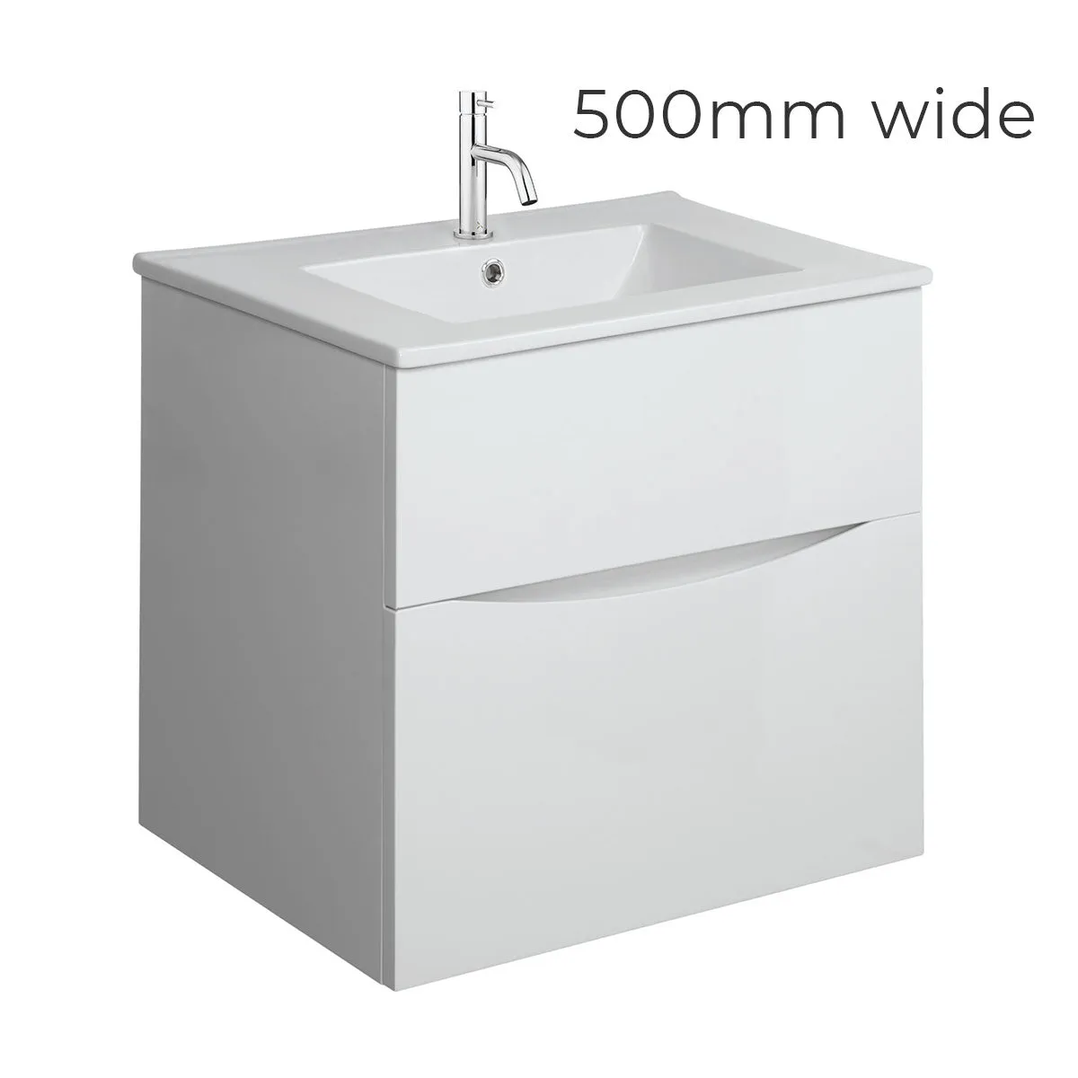 Crosswater Glide II 2-Drawer Wall Hung Vanity Unit With Ceramic Basin