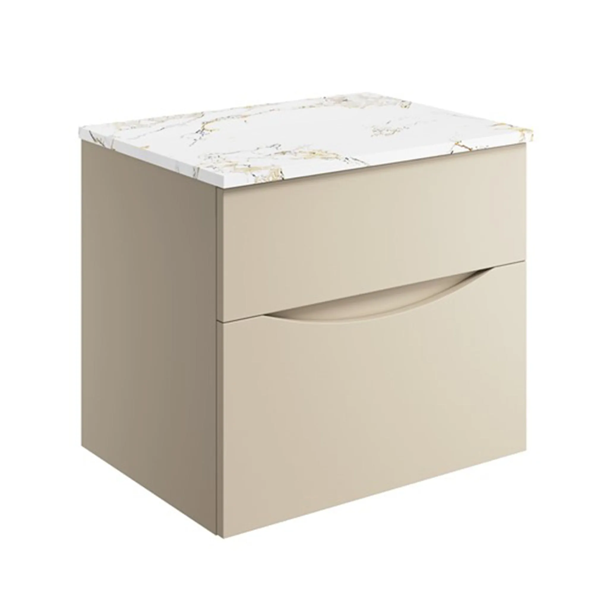 Crosswater Glide II 2-Drawer Wall Hung Vanity Unit With Gold Vein Estatuario Worktop