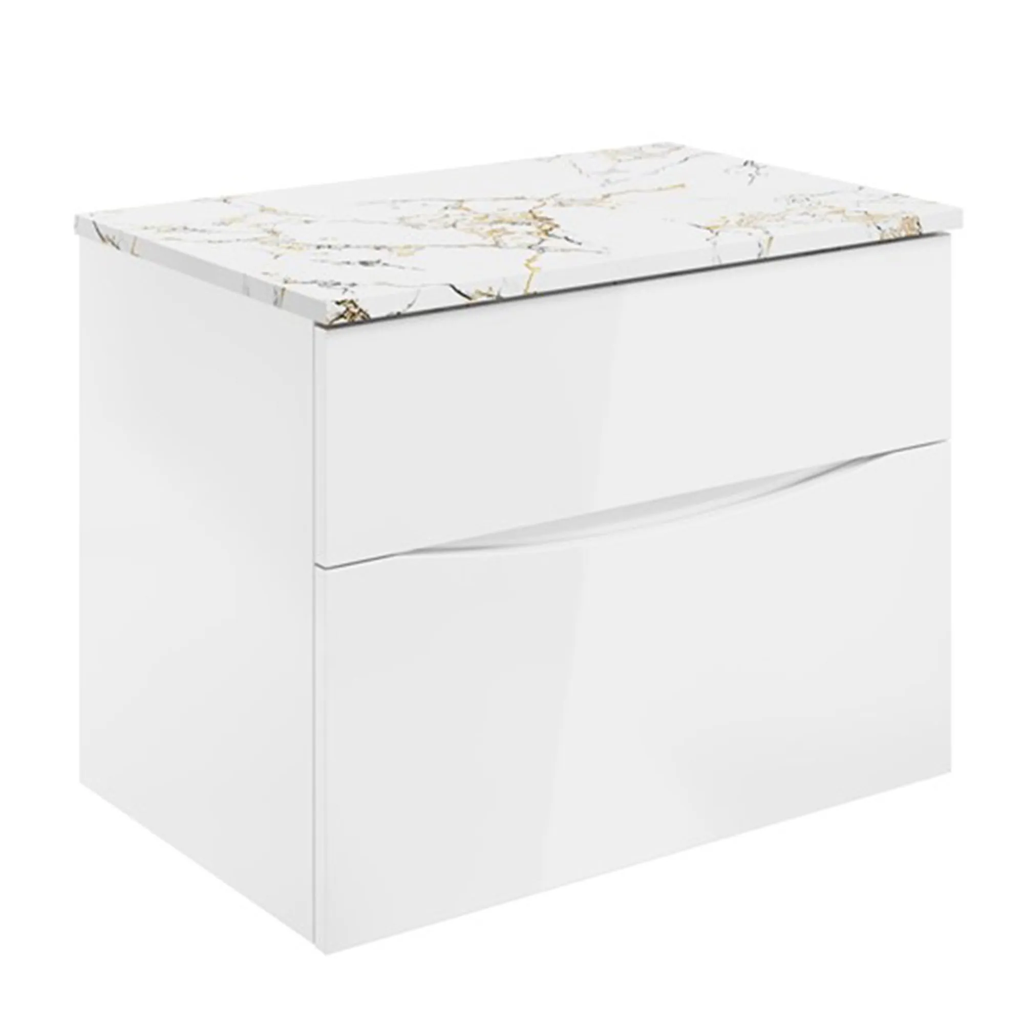 Crosswater Glide II 2-Drawer Wall Hung Vanity Unit With Gold Vein Estatuario Worktop