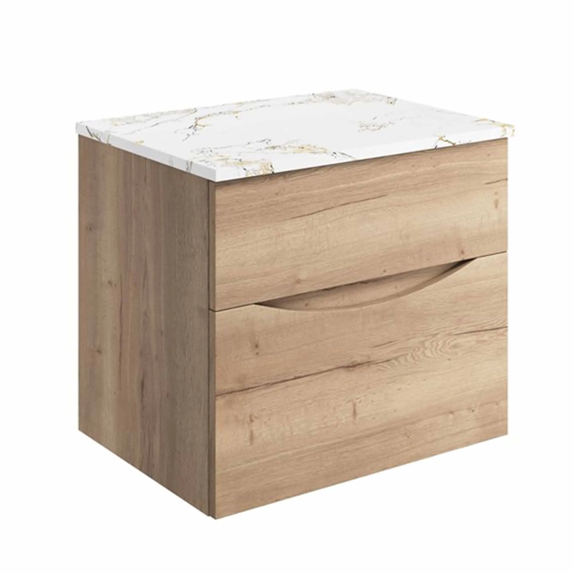Crosswater Glide II 2-Drawer Wall Hung Vanity Unit With Gold Vein Estatuario Worktop