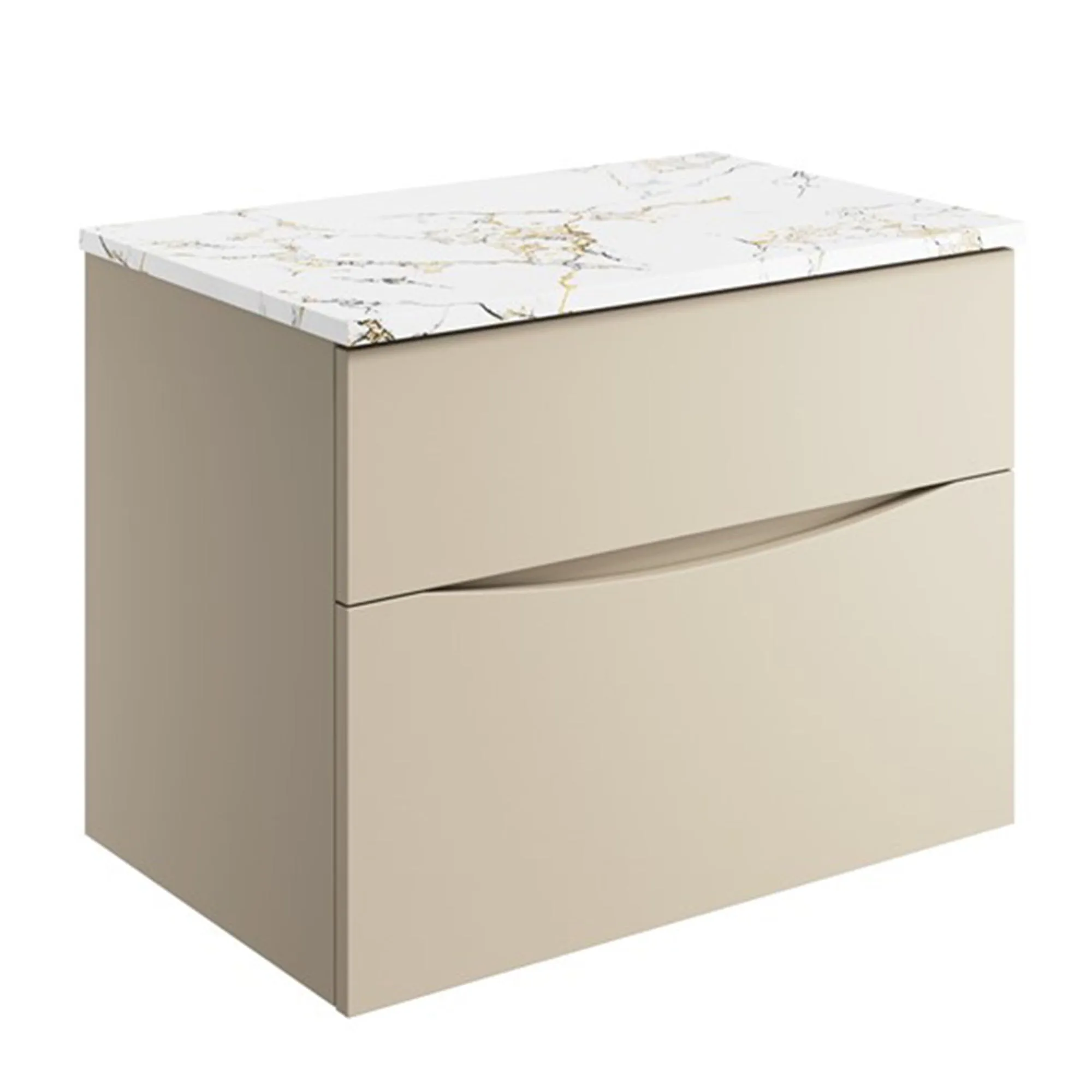 Crosswater Glide II 2-Drawer Wall Hung Vanity Unit With Gold Vein Estatuario Worktop