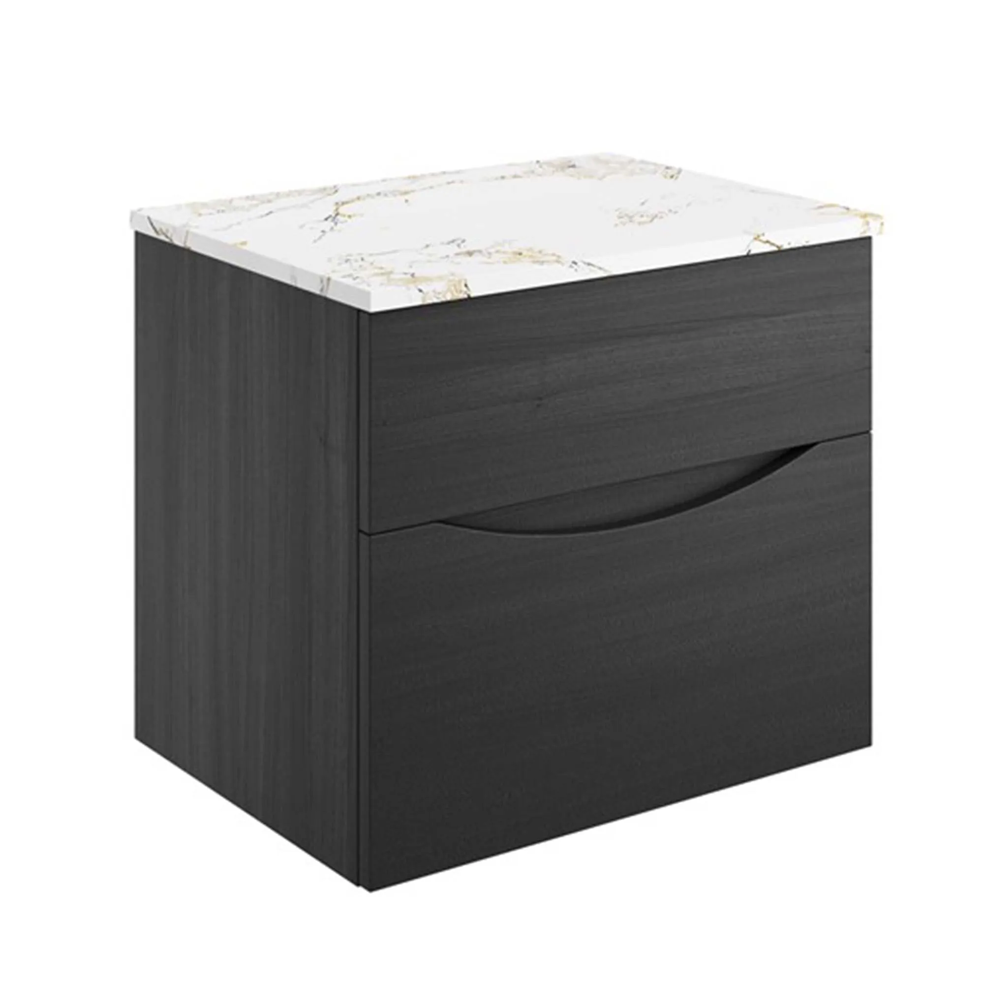 Crosswater Glide II 2-Drawer Wall Hung Vanity Unit With Gold Vein Estatuario Worktop