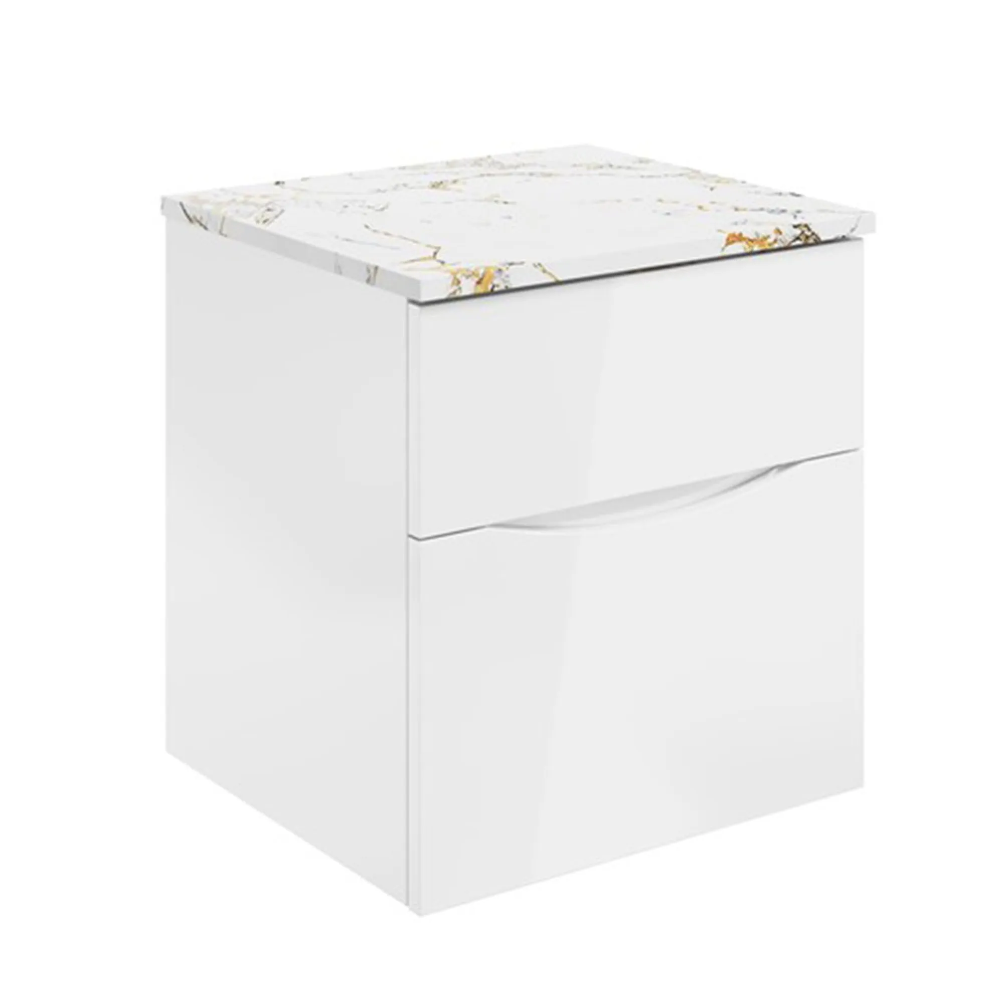 Crosswater Glide II 2-Drawer Wall Hung Vanity Unit With Gold Vein Estatuario Worktop