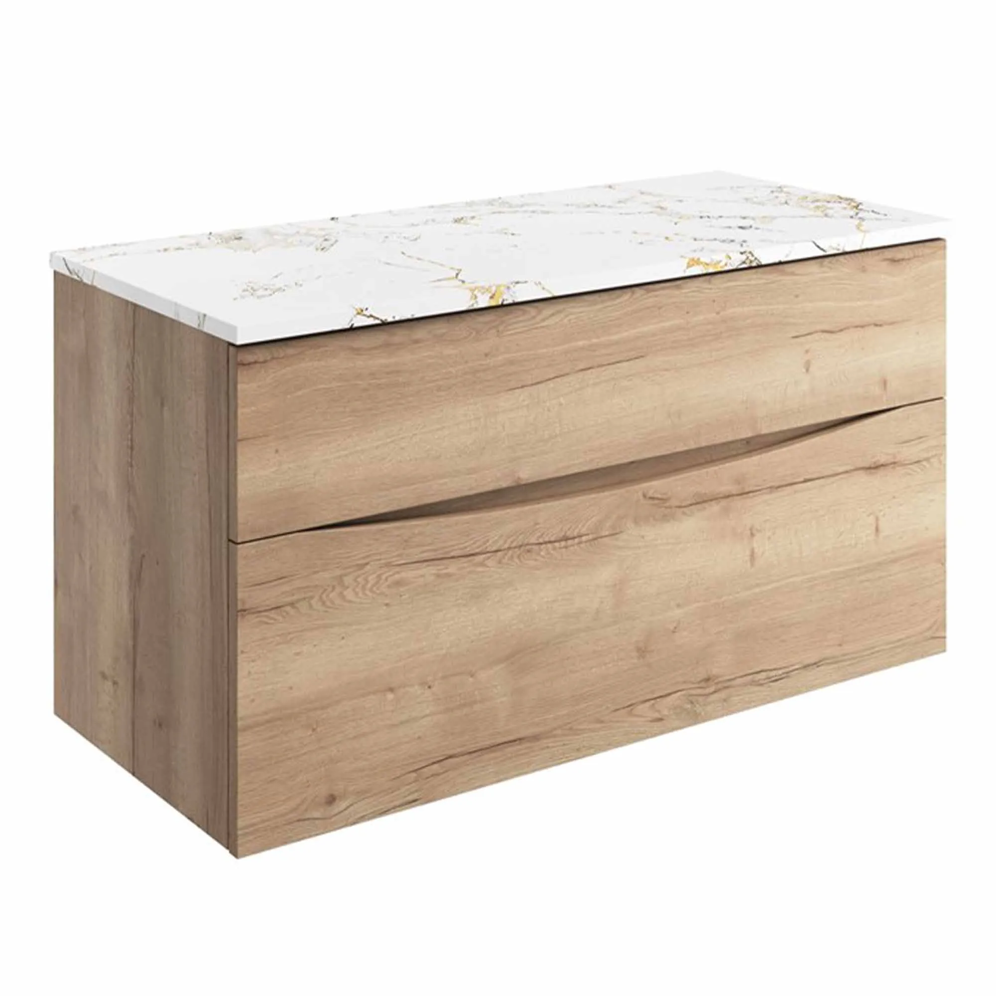Crosswater Glide II 2-Drawer Wall Hung Vanity Unit With Gold Vein Estatuario Worktop
