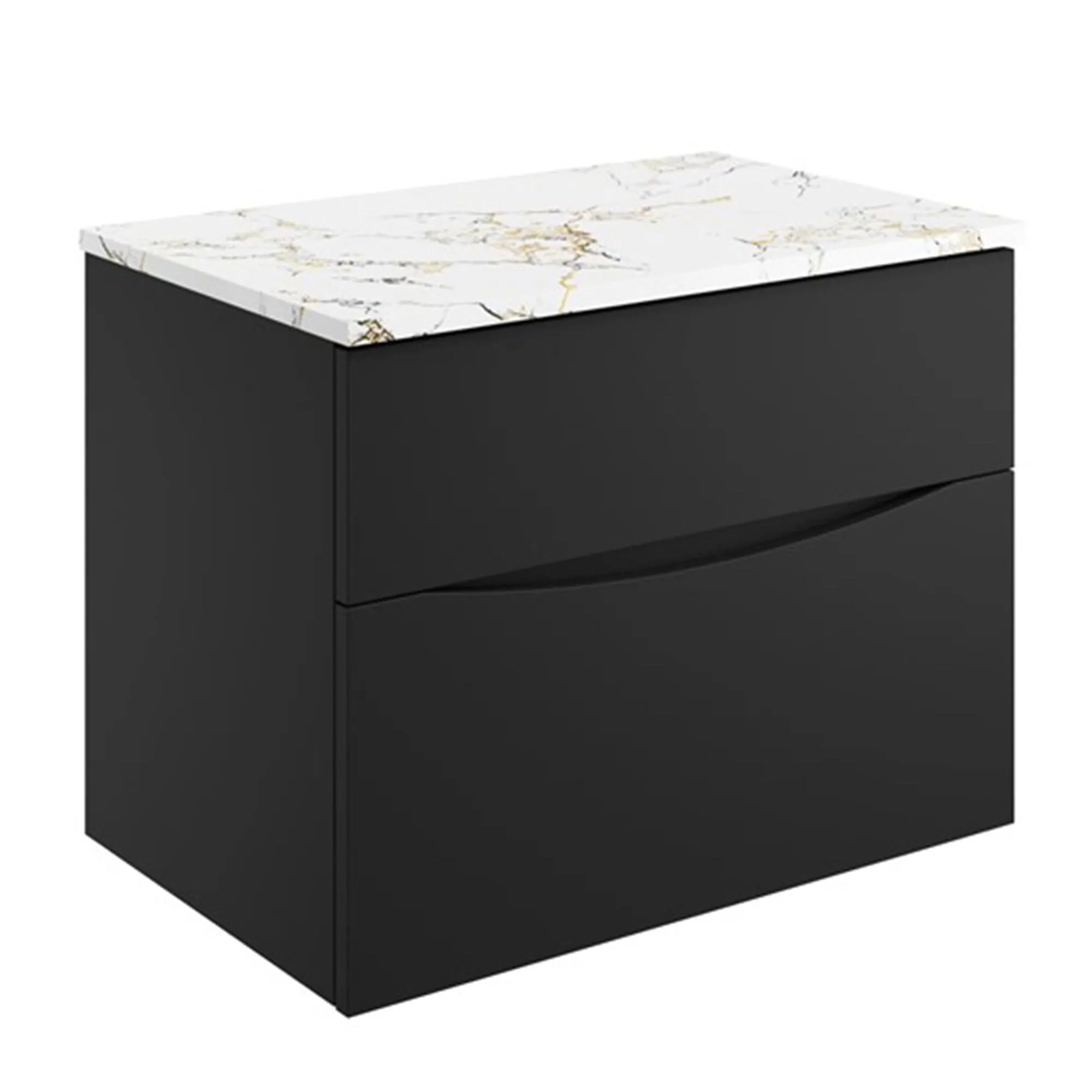 Crosswater Glide II 2-Drawer Wall Hung Vanity Unit With Gold Vein Estatuario Worktop