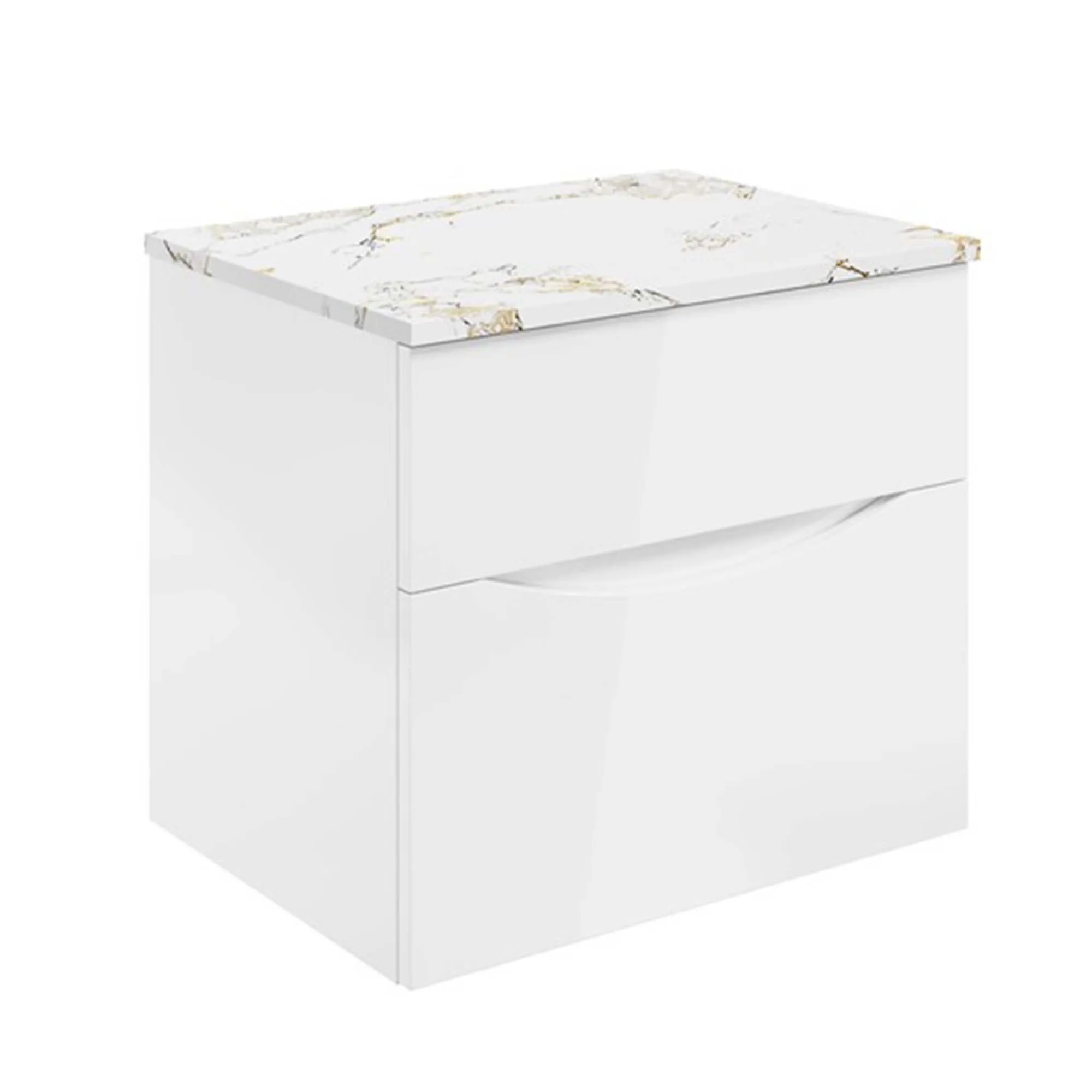 Crosswater Glide II 2-Drawer Wall Hung Vanity Unit With Gold Vein Estatuario Worktop